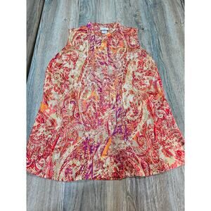 Jaclyn Smith Tops Women’s Orange Button Up Shirt Sleeveless Blouse Size Med